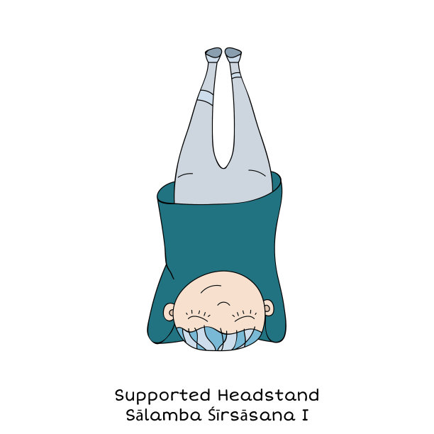 儿童瑜伽姿势支撑头倒立图片下载