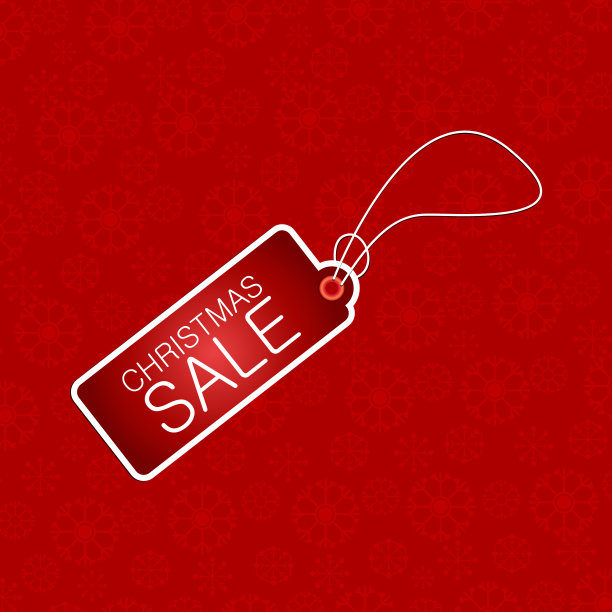 红色图案的圣诞特卖标签图片下载