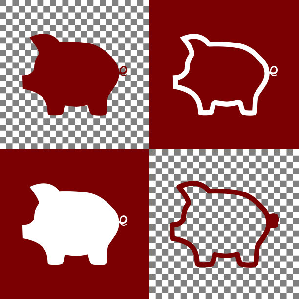 猪钱银行标志bordo和白色图标图片下载
