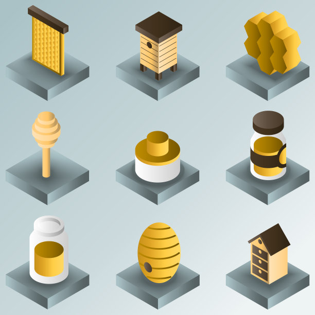 蜂蜜颜色梯度等距图标图片下载