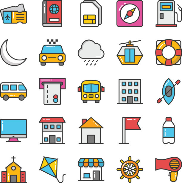 酒店和旅游彩色图标集8图片下载