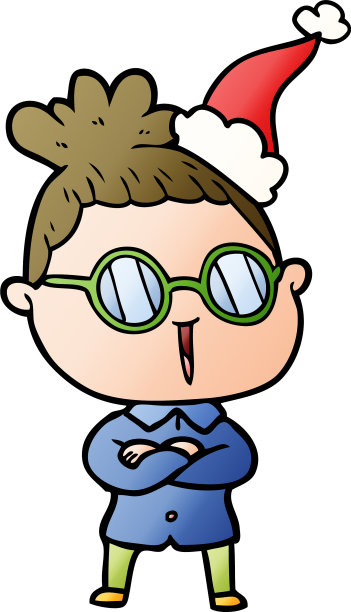 一个戴眼镜的女人的梯度卡通图片下载