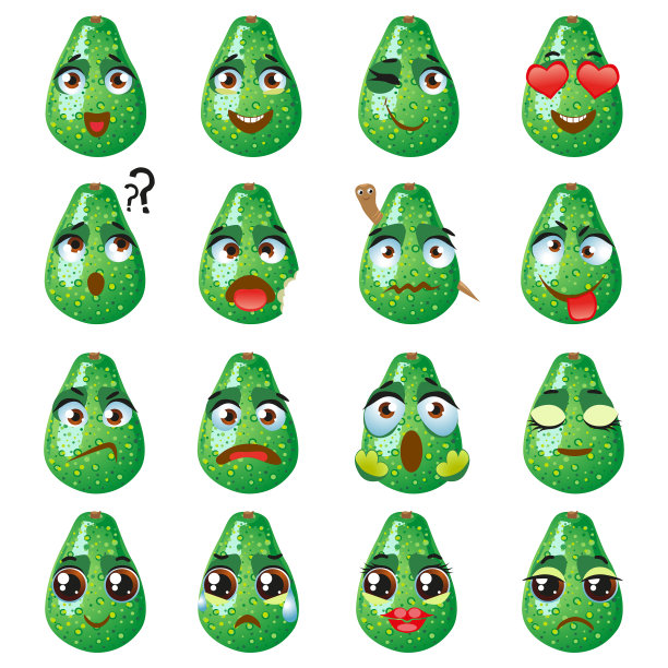 鳄梨表情符号表情符号表情有趣可爱的食物图片下载
