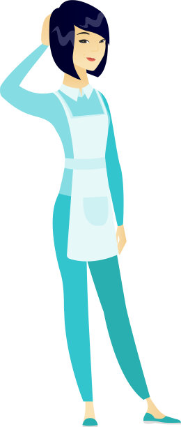 年轻的亚洲清洁工在挠头图片下载