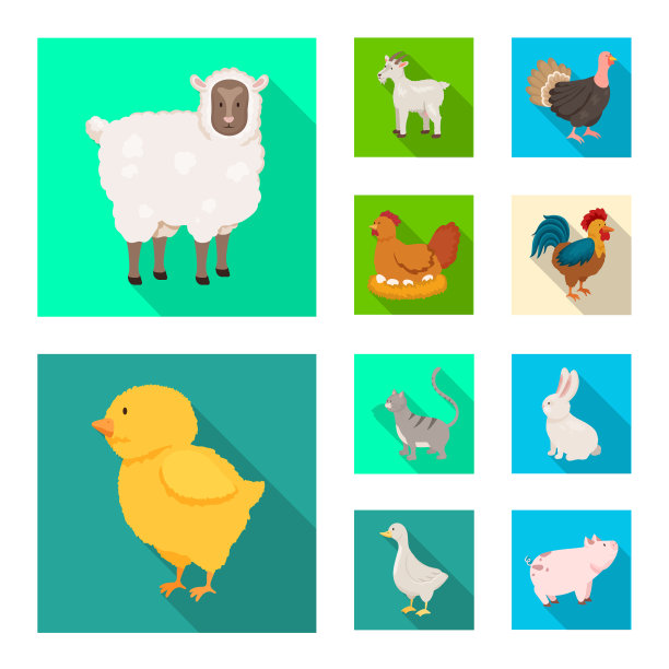 孤立的饲养对象和厨房标志设置图片下载