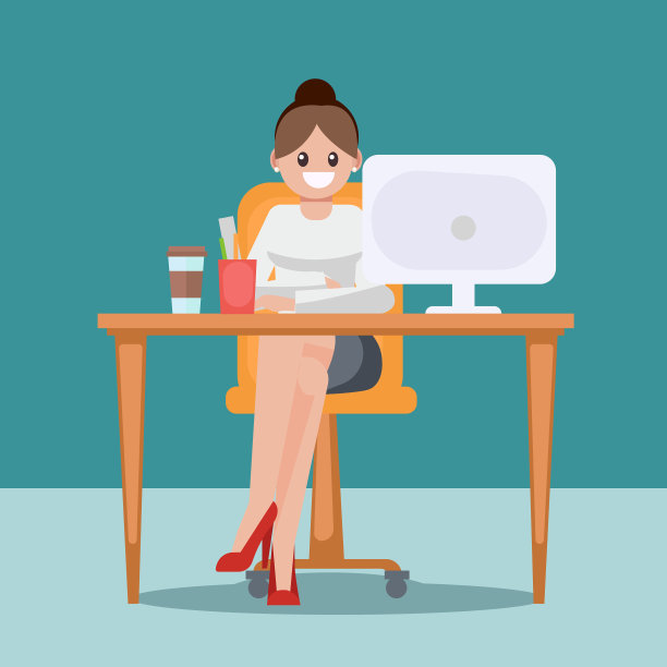 坐在办公室桌子旁的女人图片下载