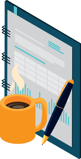 带咖啡杯的记事本图片下载