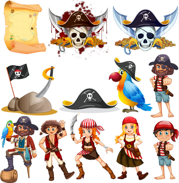 不同的海盗角色和海盗符号图片下载