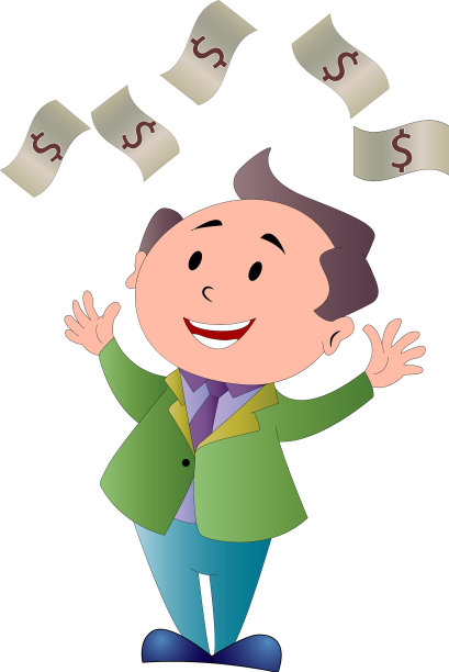 男人沐浴在美钞中图片下载