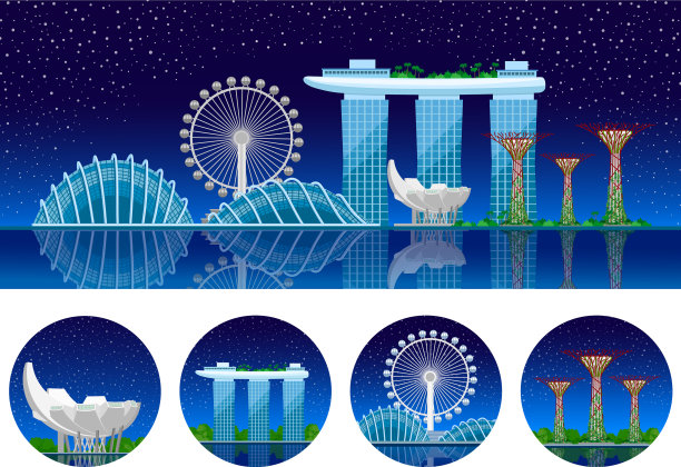 新加坡夜景城市全景图片下载
