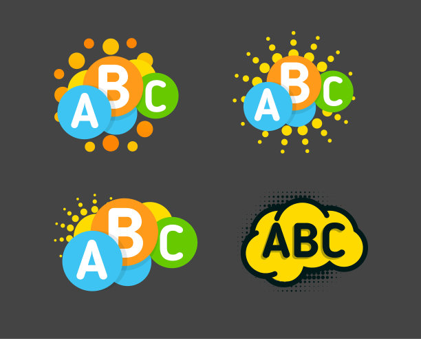 创意儿童彩色大脑与ABC标志图片下载