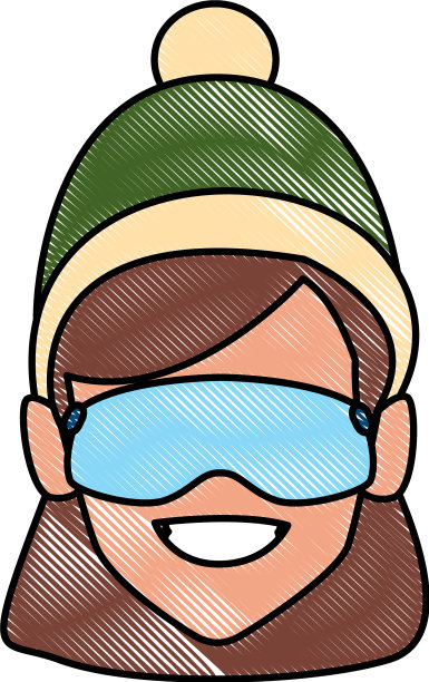 年轻女子与冬季帽子卡通图片下载