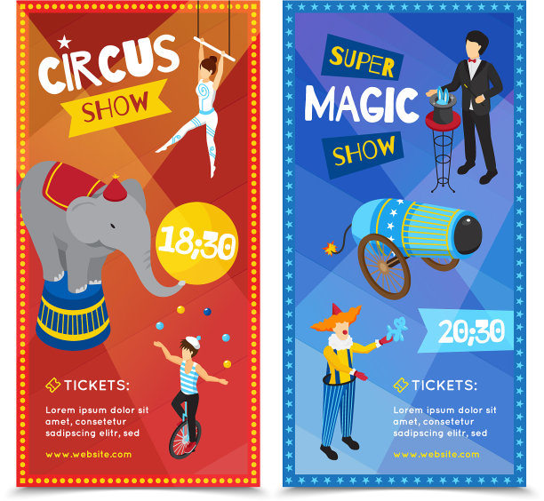 马戏团垂直等距横幅图片下载