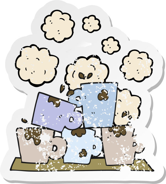 一个卡通咖啡杯的复古旧贴纸图片下载