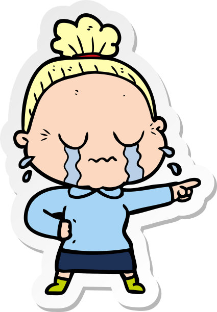 一个卡通哭泣老太太的贴纸图片下载