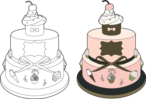 粉红色的婚礼蛋糕图片下载