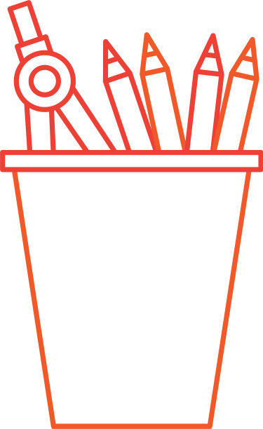 学校塑料杯与铅笔钢笔用品图片下载