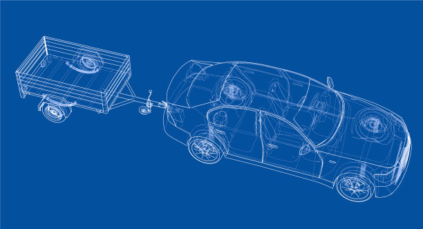带有开放式拖车草图的轿车图片下载