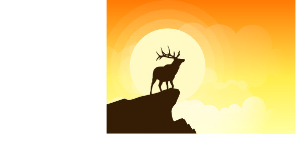 日落时，悬崖上鹿的侧影图片下载