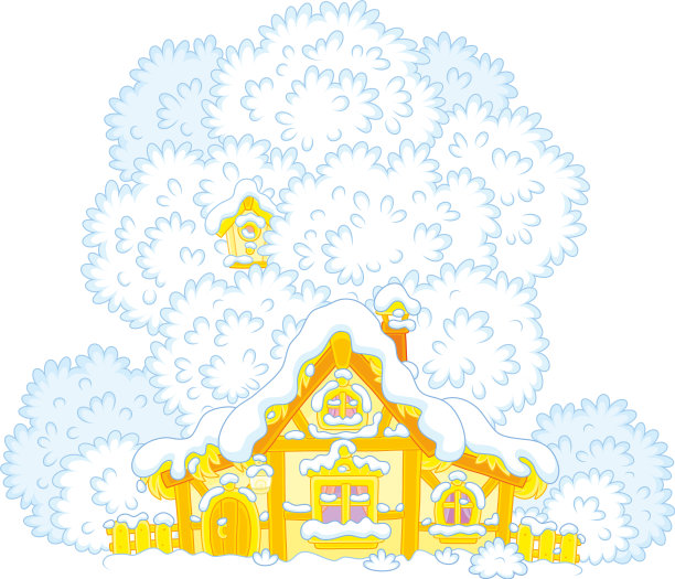 白雪覆盖的小棚屋图片下载