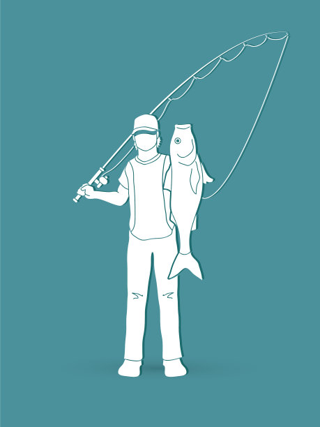 渔夫站着展示大鱼的图片图片下载