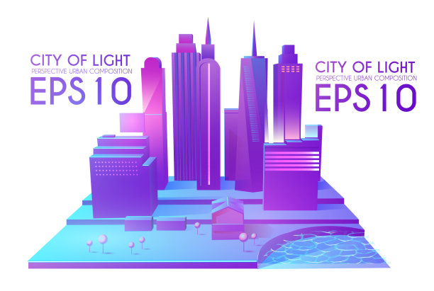 三维城市概念与城市背景图片下载