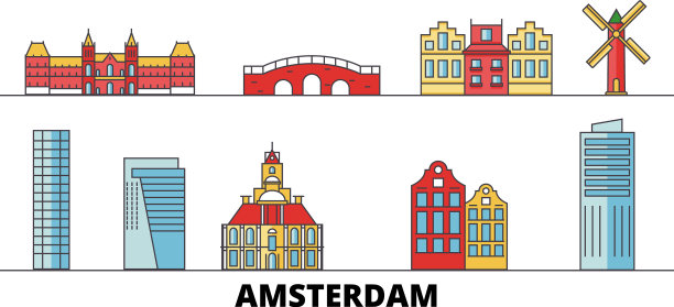 荷兰阿姆斯特丹城市平地地标图片下载