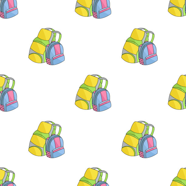 一对旅游背包图标在卡通风格图片下载