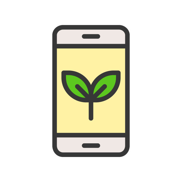 植物在智能手机上填充轮廓平面图标图片下载