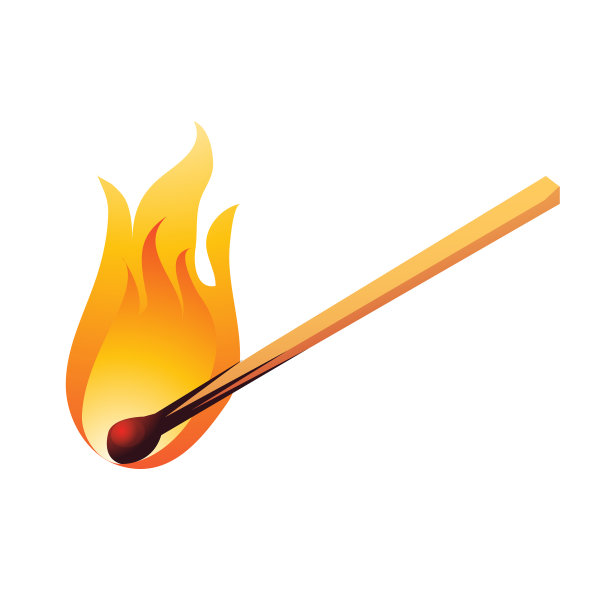 燃烧的火柴孤立在白色背景上图片下载