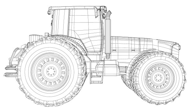 拖拉机侧视图线框跟踪图片下载