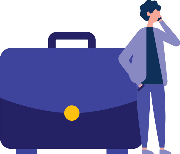 男人使用智能手机商务公文包图片下载