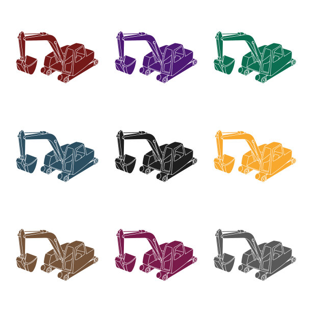 橙色挖掘机和斗式挖掘机图片下载