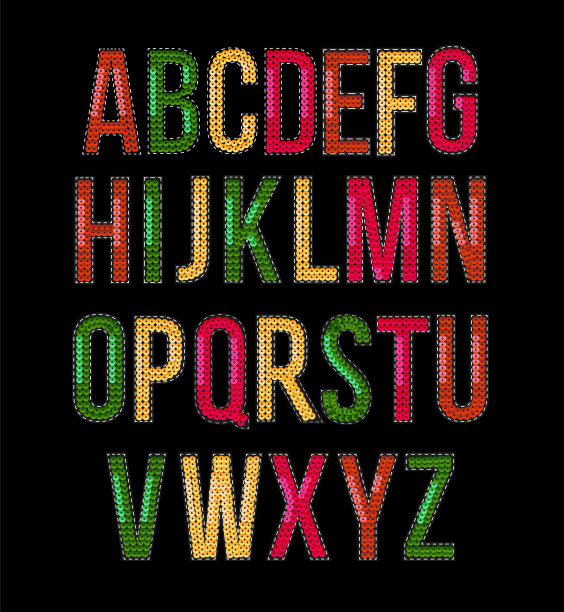 字体刺绣亮片创建标签图片下载