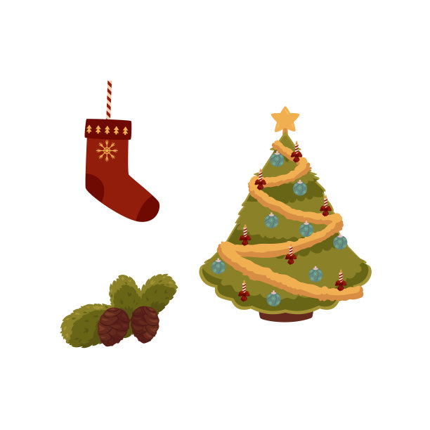 扁平圣诞标志套装图片下载