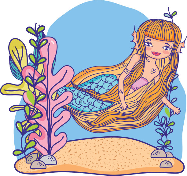 美人鱼游海底图片下载