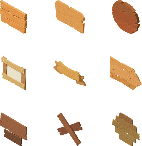 木制插头图标设置卡通风格图片下载