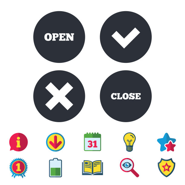 打开和关闭图标检查或勾选删除符号图片下载