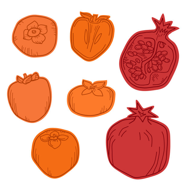 天然有机石榴和柿子图片下载