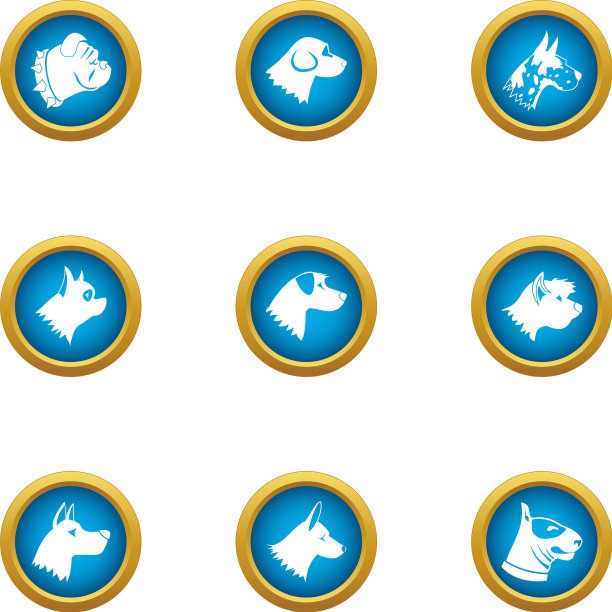 狗图标设置扁平风格图片下载