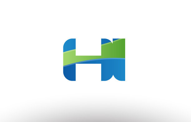 蓝色绿色hi h I字母标志图片下载