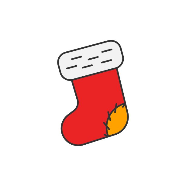 圣诞袜扁平线条图标图片下载