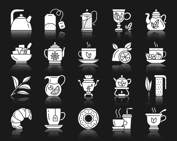 茶白色剪影图标集图片下载