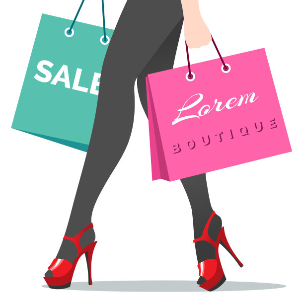 女人的腿和购物袋图片下载
