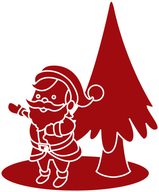 可爱的圣诞老人和卡通树图片下载