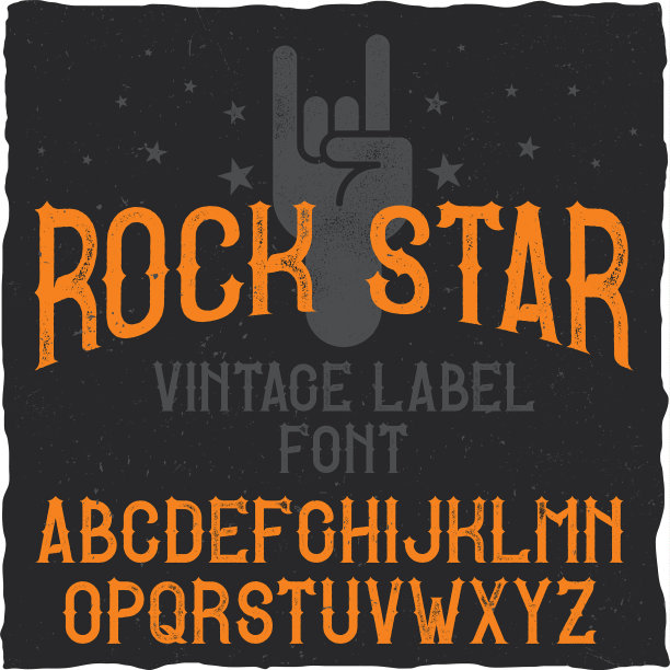 复古的标签字体命名为摇滚明星图片下载