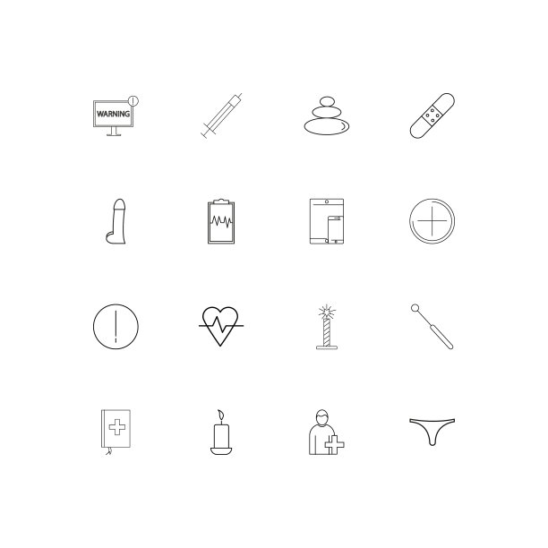 医疗保健和医疗简单线性图标集图片下载