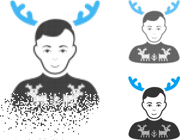 溶解的虚点半色调鹿套头羊角图片下载