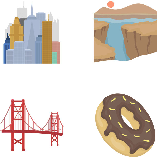 一个大城市，大峡谷，金门大桥图片下载