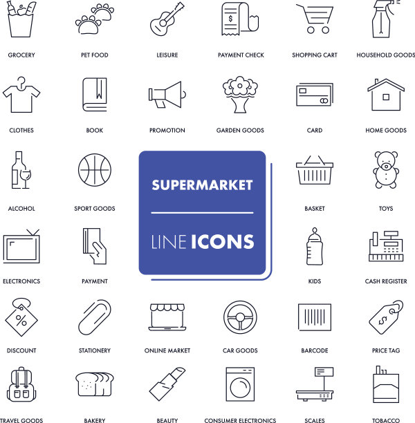 Line ICONS set超市图片下载